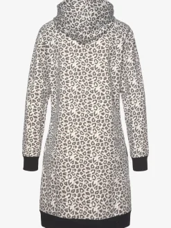 Robe en matière sweat avec capuche et poches latérales