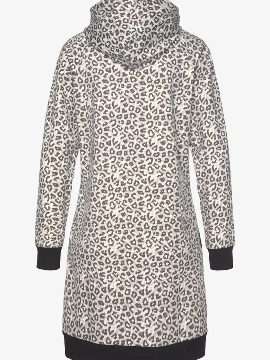 Robe en matière sweat avec capuche et poches latérales