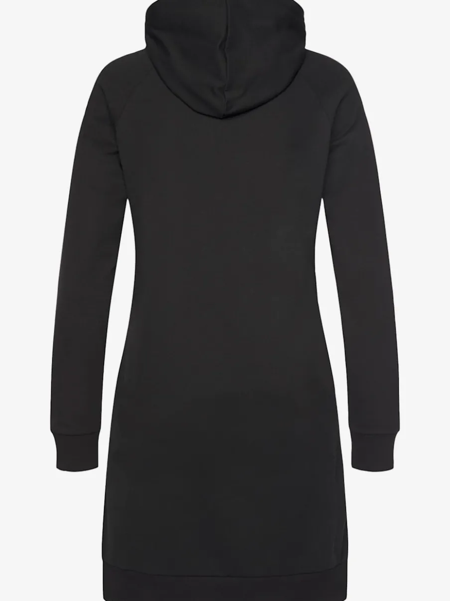 Robe en matière sweat avec capuche et poches latérales