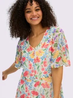 Robe en mousseline encolure en v affinante