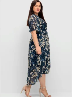 Robe en mousseline joli imprimé feuilles