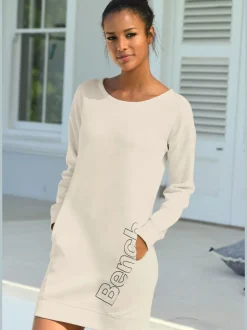 Robe en sweat à col rond avec poches et grand logo
