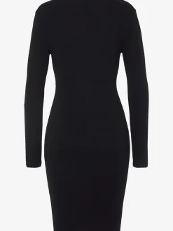 Robe en tricot avec col en V et boutons fantaisie