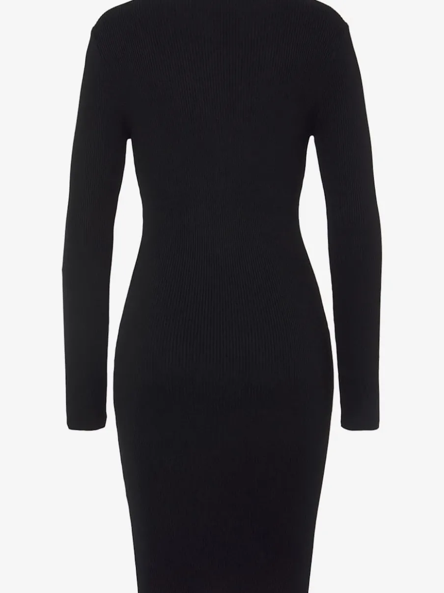 Robe en tricot avec col en V et boutons fantaisie