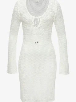Robe en tricot à encolure ronde et manches longues avec motif ajouré
