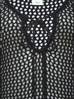 Robe en tricot à encolure ronde et manches longues avec motif ajouré
