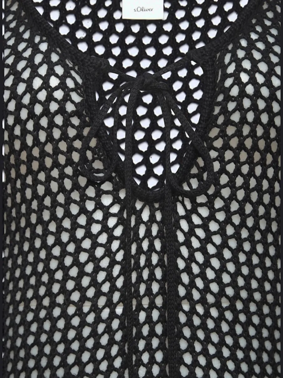 Robe en tricot à encolure ronde et manches longues avec motif ajouré