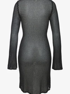 Robe en tricot à encolure ronde et manches longues avec motif ajouré
