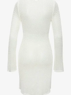 Robe en tricot à encolure ronde et manches longues avec motif ajouré