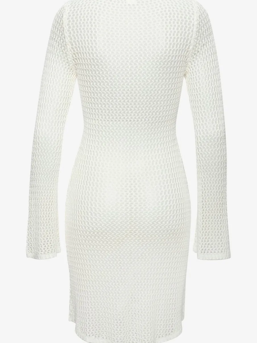 Robe en tricot à encolure ronde et manches longues avec motif ajouré