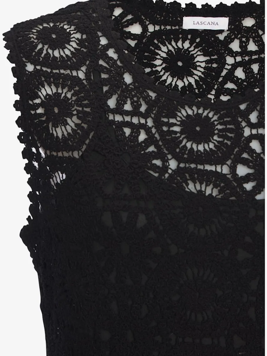 Robe en tricot légère à encolure ronde et sans manches