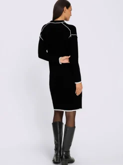 Robe en tricot passepoils contrastés tendance