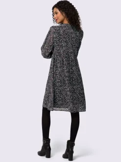 Robe à fleurs fluide avec encolure en V et fronces