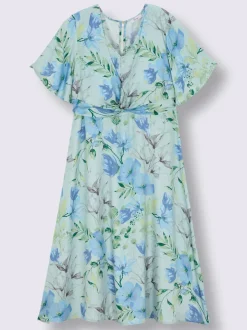 Robe à fleurs fronces à la taille, effet noué