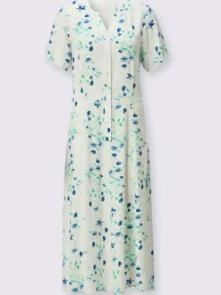 Robe fluide avec col V et manches courtes à motifs floraux