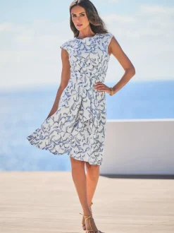 Robe fourreau à col rond avec ceinture à nouer