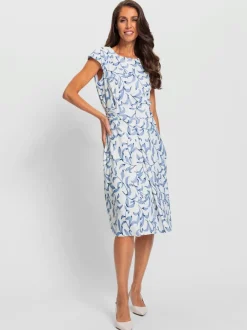 Robe fourreau à col rond avec ceinture à nouer