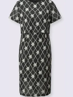 Robe fourreau à motifs losanges et fleurs légers