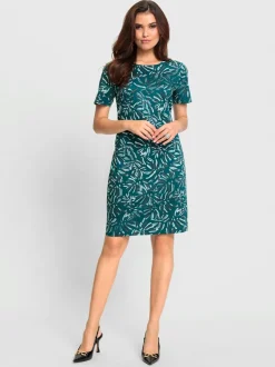 Robe imprimée avec encolure ronde et manches courtes