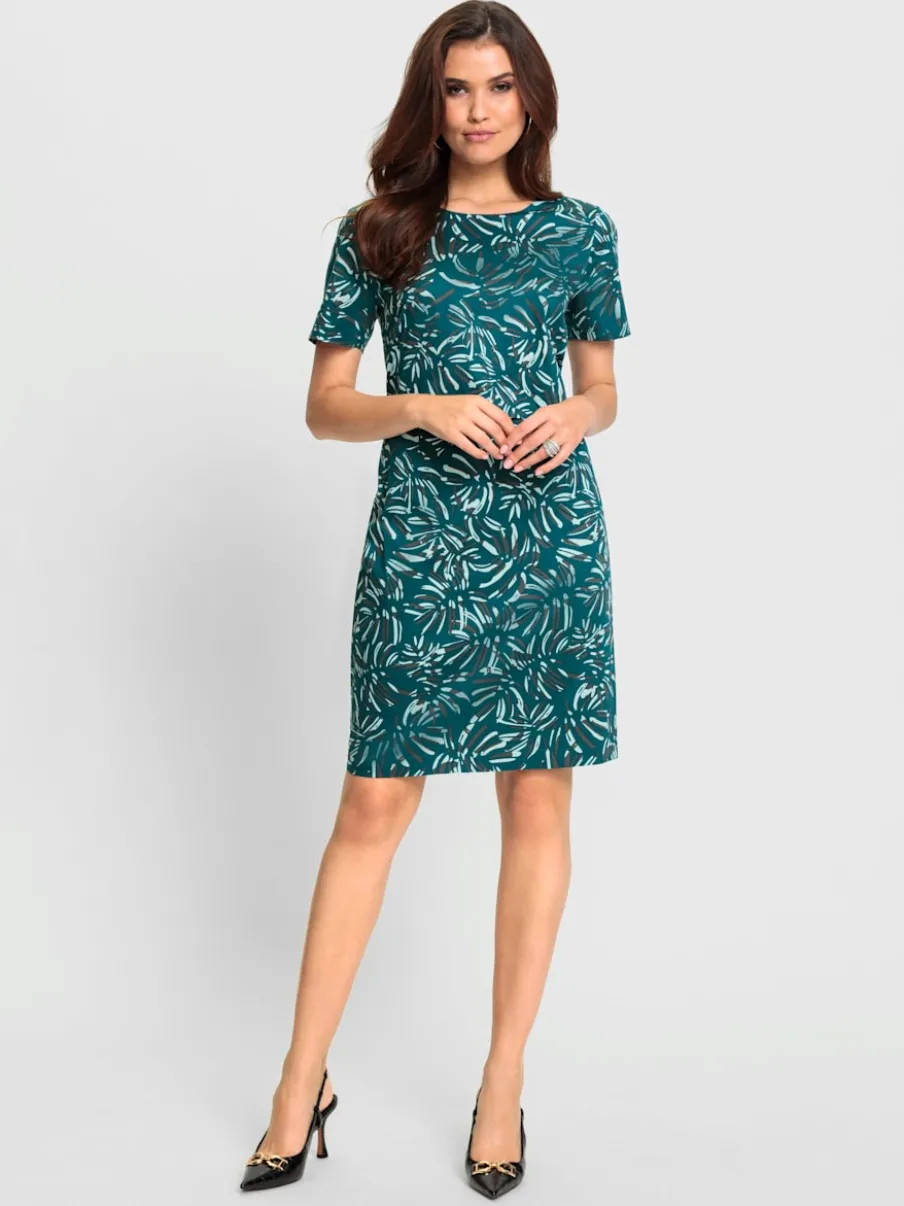 Robe imprimée avec encolure ronde et manches courtes