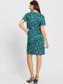 Robe imprimée avec encolure ronde et manches courtes