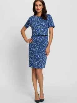 Robe imprimée avec encolure ronde et manches courtes