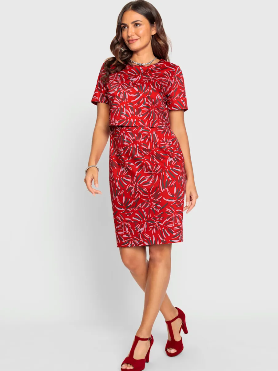 Robe imprimée avec encolure ronde et manches courtes