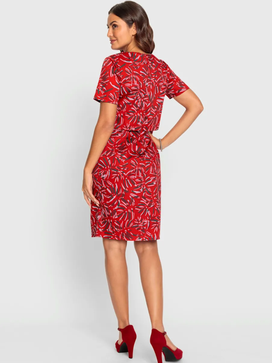 Robe imprimée avec encolure ronde et manches courtes