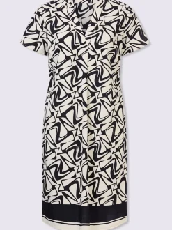 Robe imprimée coton à encolure V et poches cousues