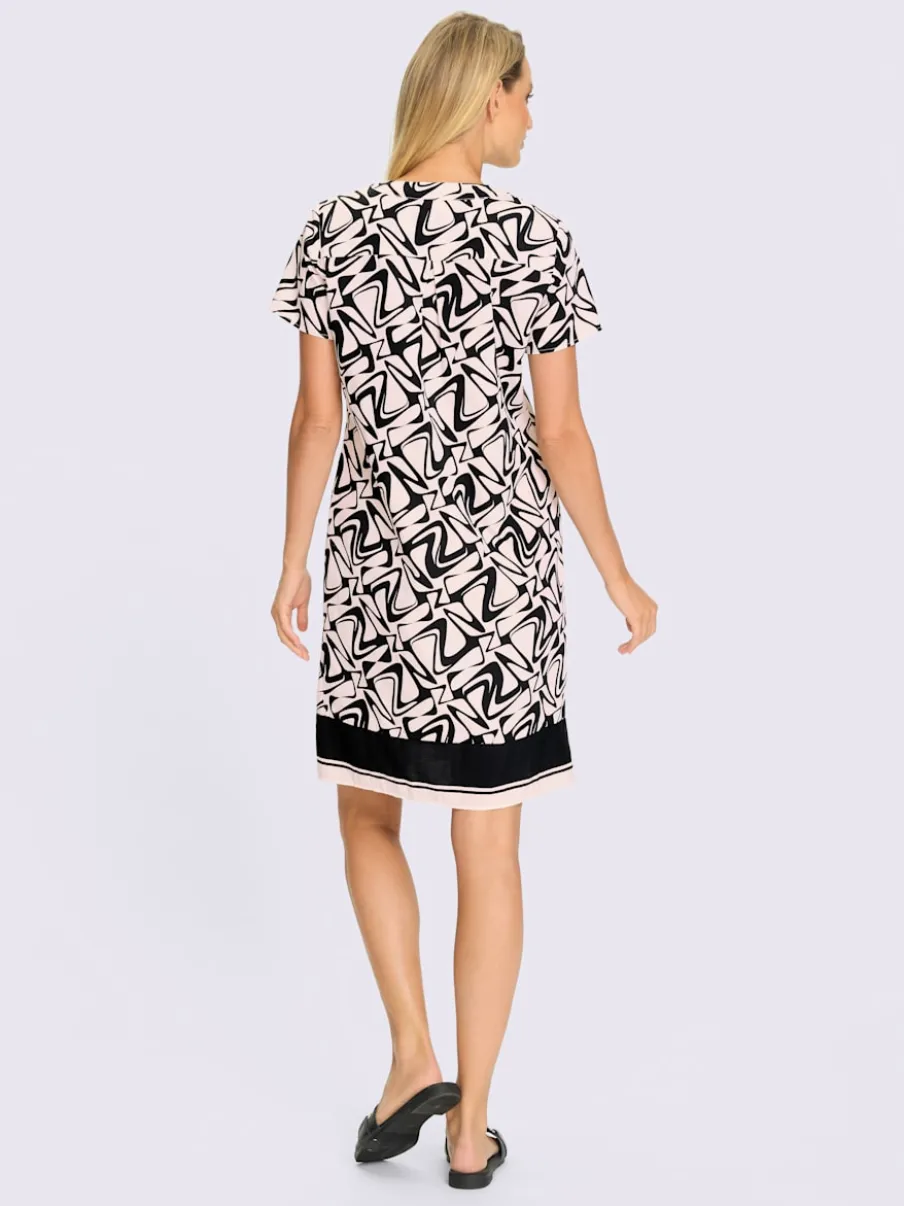 Robe imprimée coton à encolure V et poches cousues