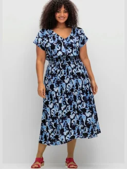 Robe imprimée encolure en v affinante