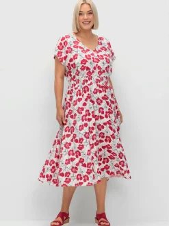 Robe imprimée encolure en v affinante