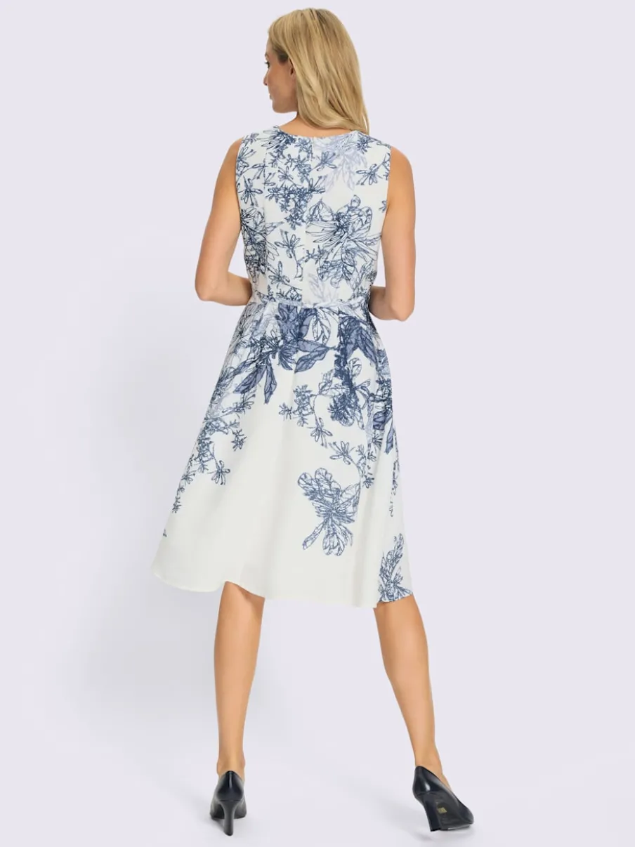 Robe imprimée fleurie à encolure carrée et jupe évasée