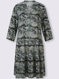Robe imprimée tissée à encolure V ouverte ajustée