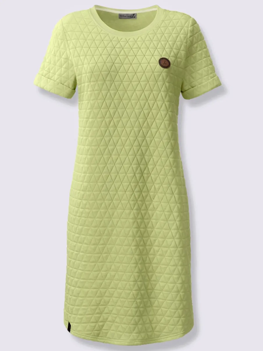 Robe jacquard avec encolure ronde manches fixes casual