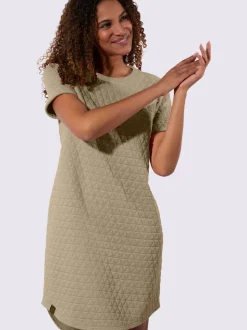 Robe jacquard avec encolure ronde manches fixes casual