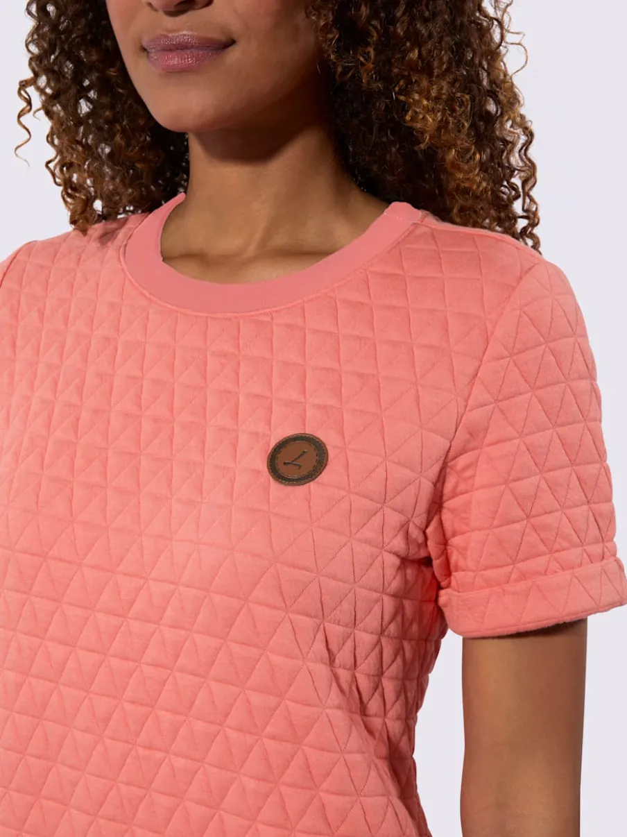 Robe jacquard avec encolure ronde manches fixes casual
