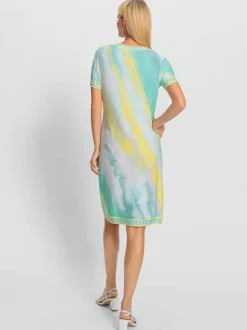 Robe jersey avec encolure V manches courtes motifs batik