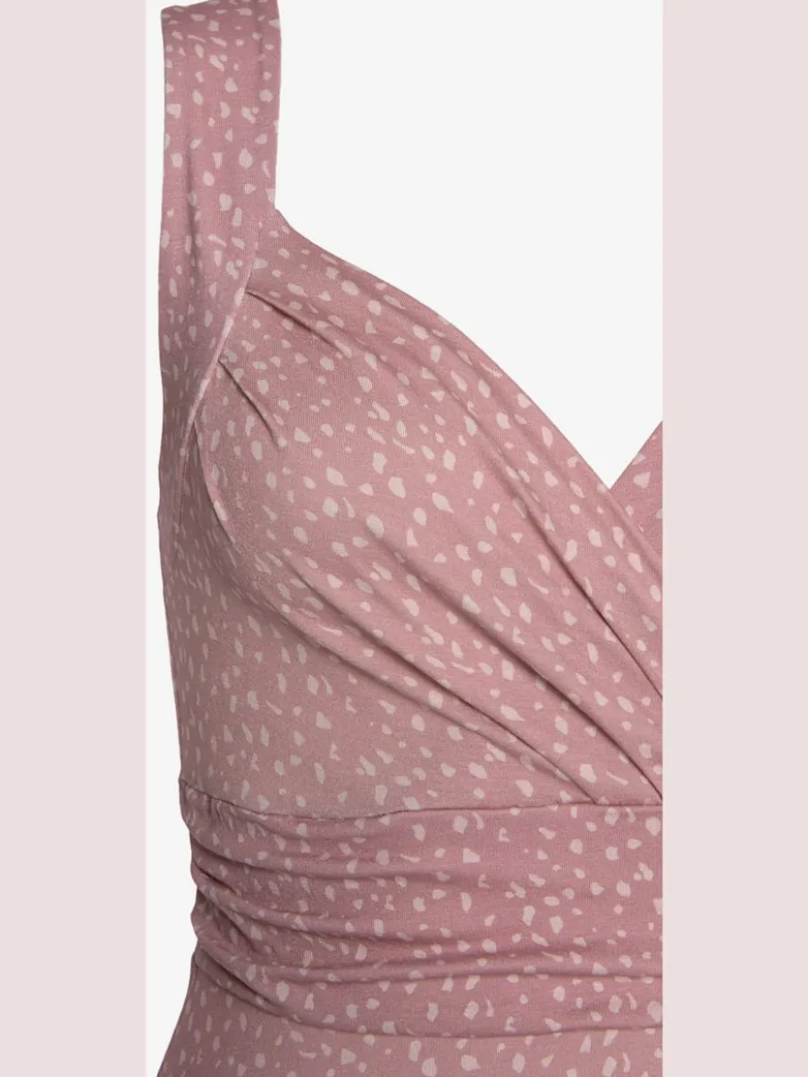 Robe jersey col v cache-cœur avec motifs délicats