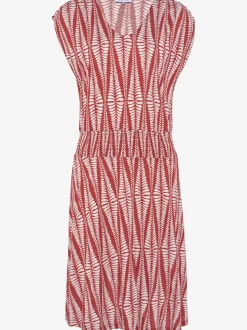 Robe jersey encolure dégagée avec fronces et imprimé