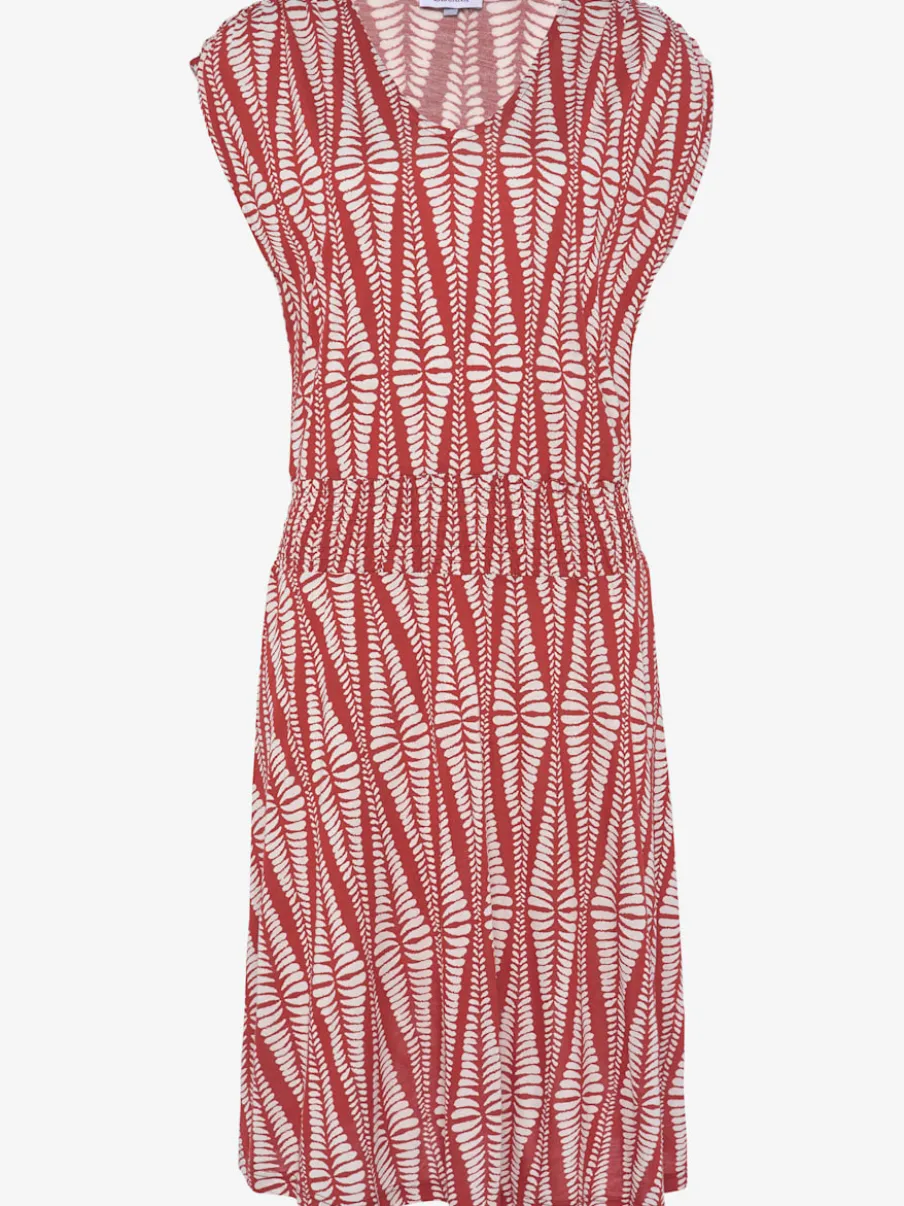 Robe jersey encolure dégagée avec fronces et imprimé