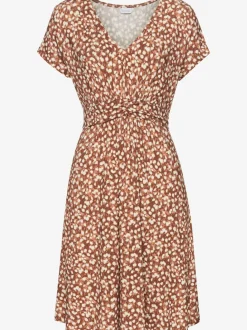 Robe jersey à encolure en V et fronces élégantes