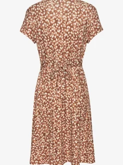 Robe jersey à encolure en V et fronces élégantes