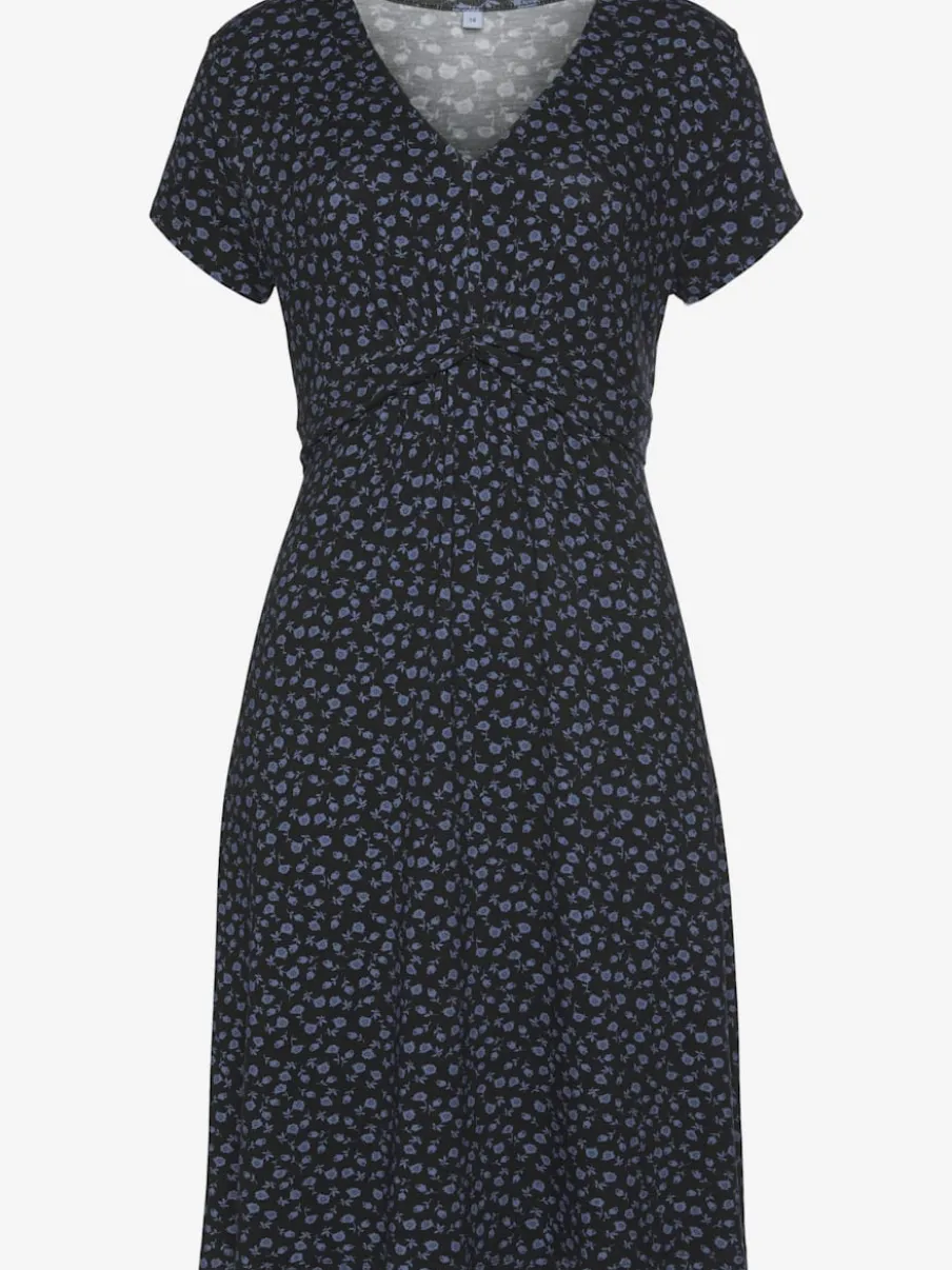 Robe jersey imprimée en v avec taille froncée
