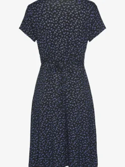 Robe jersey imprimée en v avec taille froncée