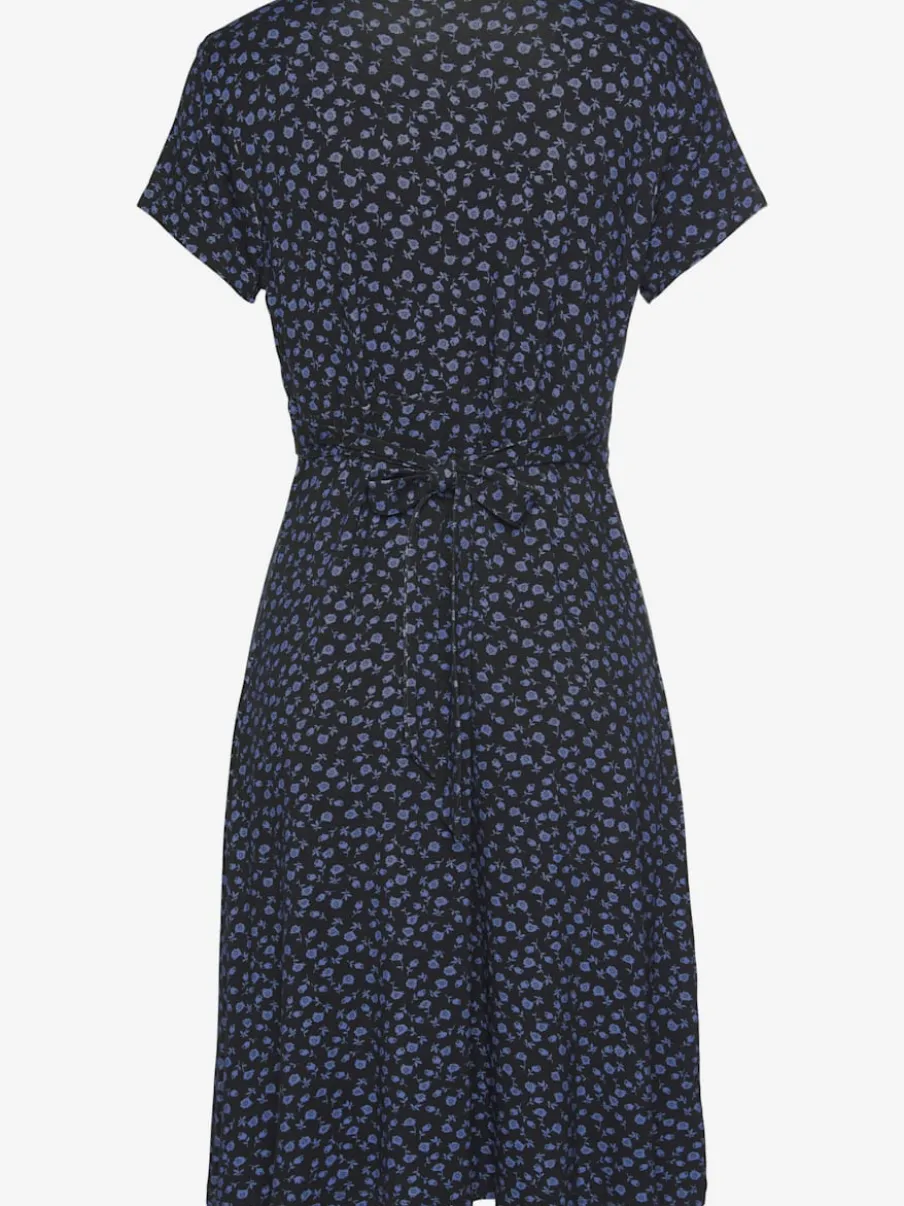 Robe jersey imprimée en v avec taille froncée