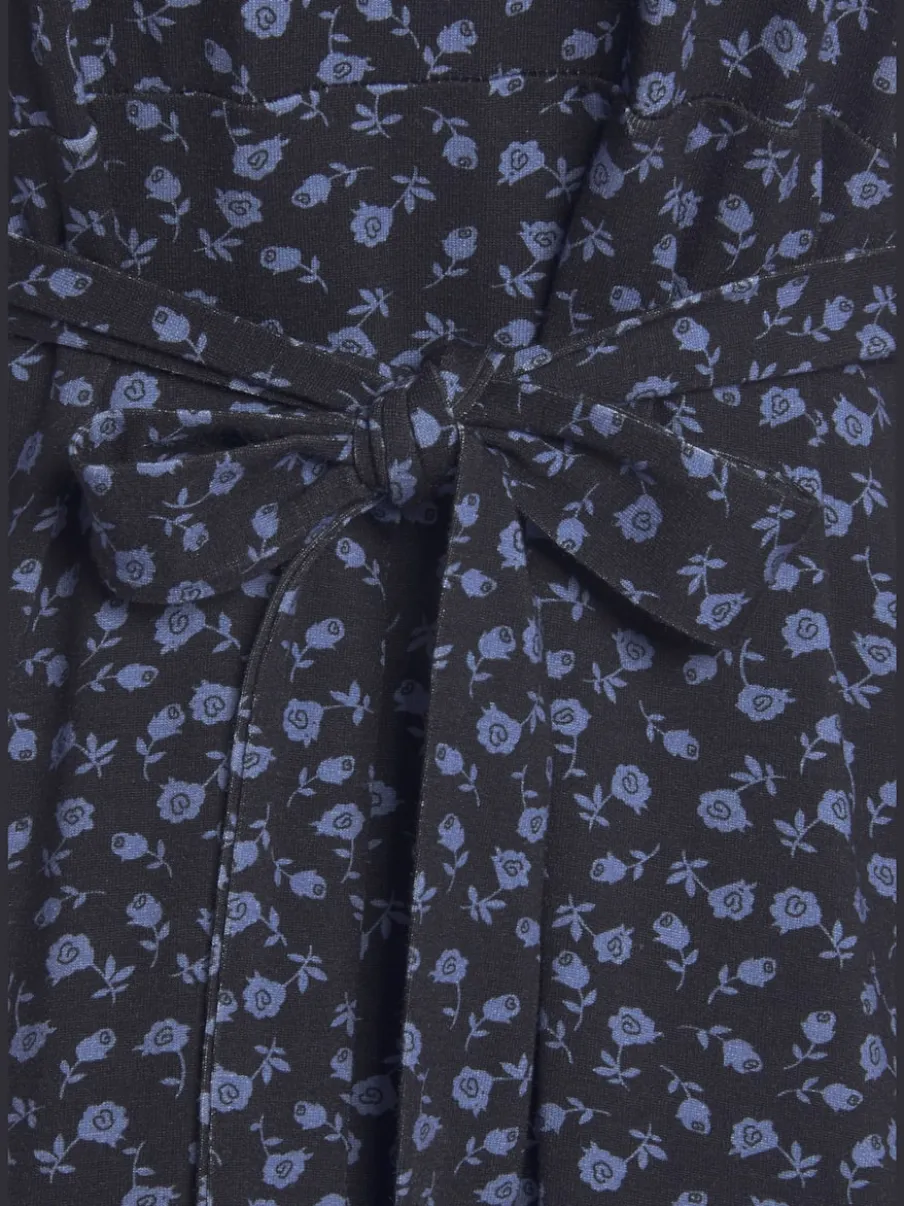 Robe jersey imprimée en v avec taille froncée