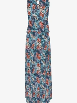 Robe longue avec col rond et fente latérale
