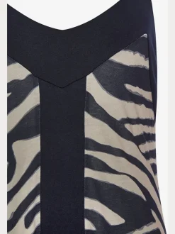 Robe longue avec col V profond et ourlet asymétrique à imprimé zèbre