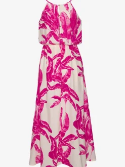 Robe longue avec encolure américaine et imprimé floral